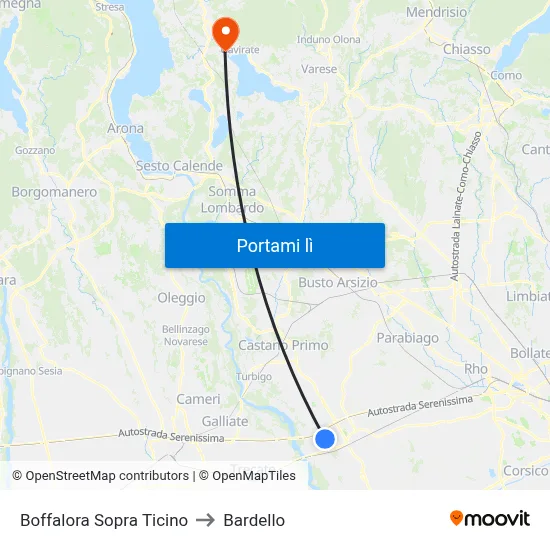 Boffalora Sopra Ticino to Bardello map