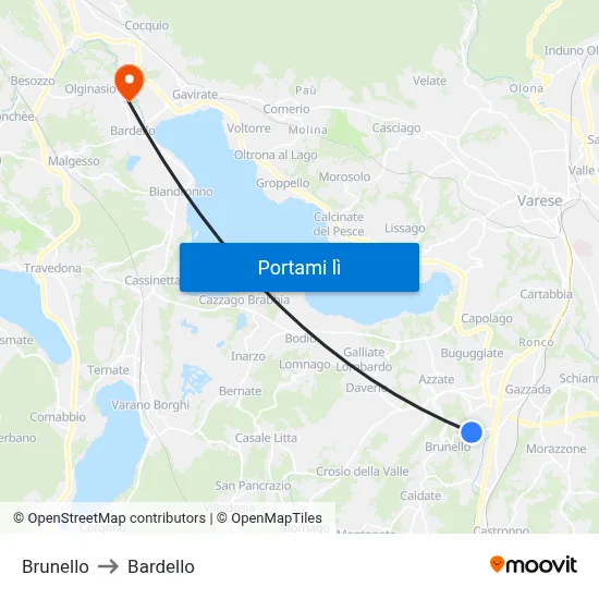 Brunello to Bardello map