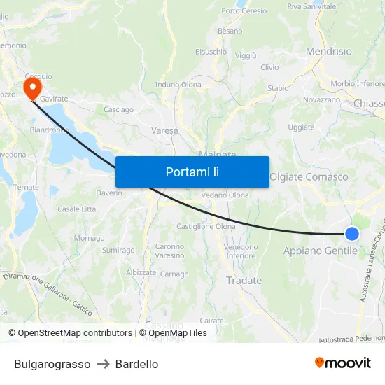 Bulgarograsso to Bardello map