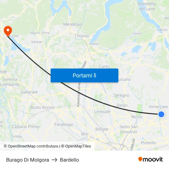 Burago Di Molgora to Bardello map