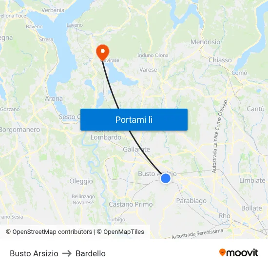 Busto Arsizio to Bardello map