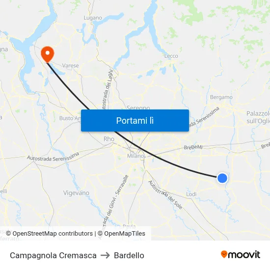 Campagnola Cremasca to Bardello map