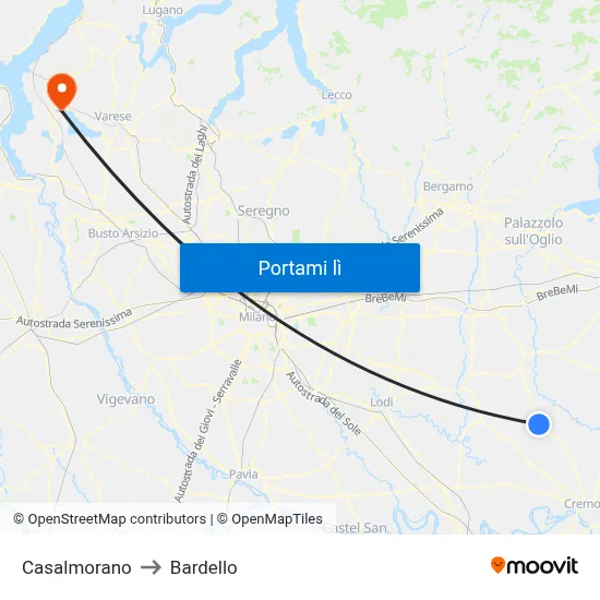 Casalmorano to Bardello map