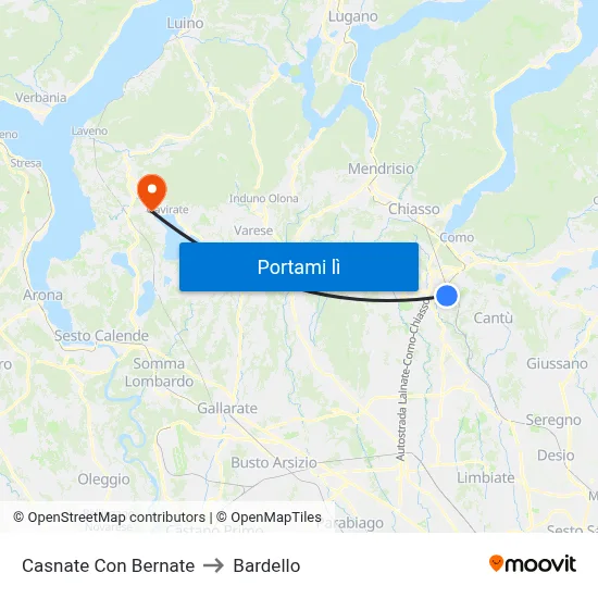 Casnate Con Bernate to Bardello map