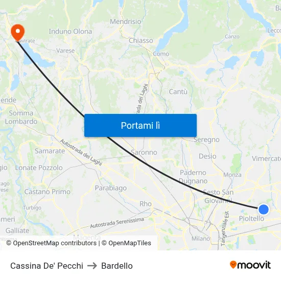 Cassina De' Pecchi to Bardello map