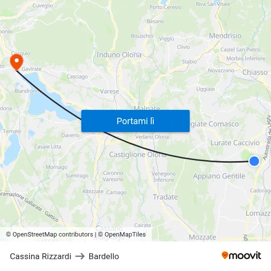 Cassina Rizzardi to Bardello map