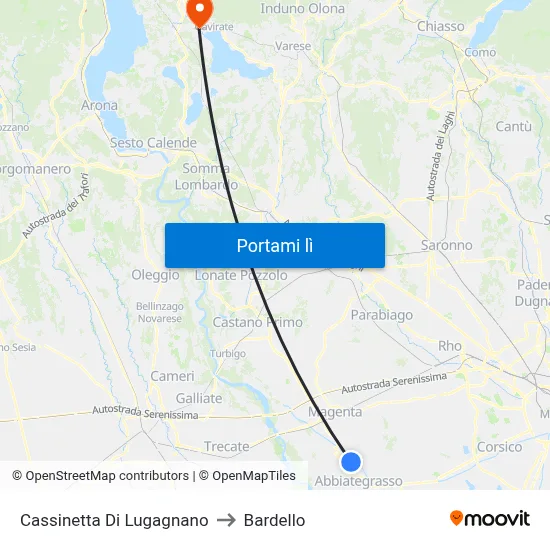 Cassinetta Di Lugagnano to Bardello map