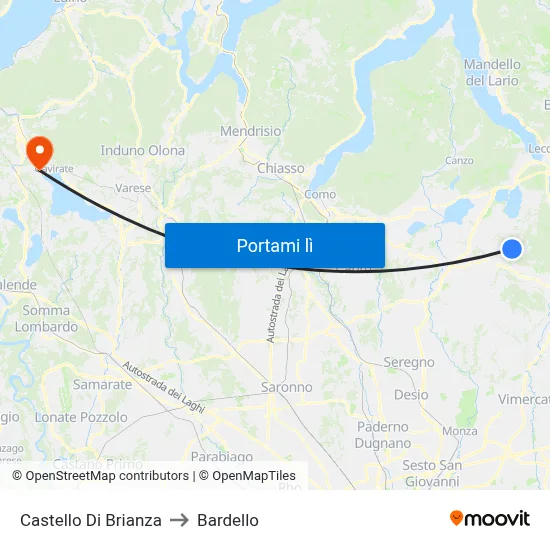 Castello Di Brianza to Bardello map