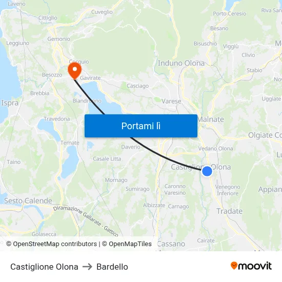 Castiglione Olona to Bardello map