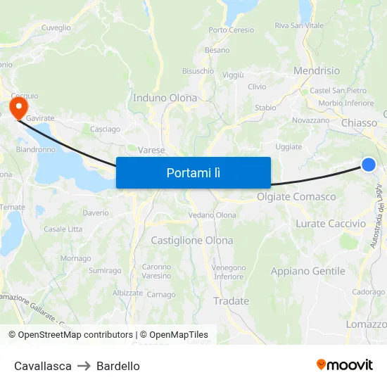 Cavallasca to Bardello map
