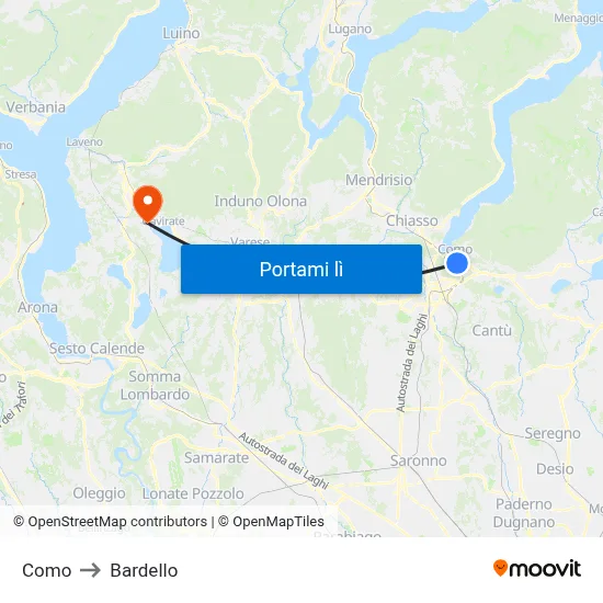 Como to Bardello map