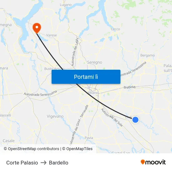 Corte Palasio to Bardello map