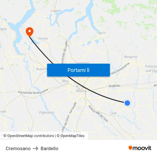 Cremosano to Bardello map