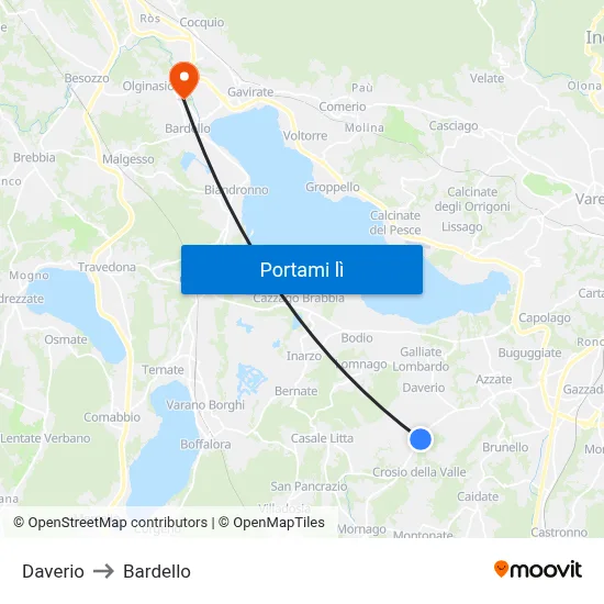 Daverio to Bardello map