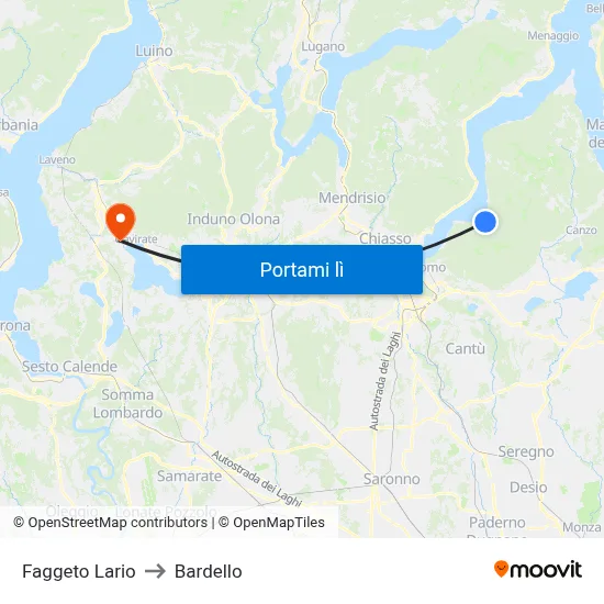 Faggeto Lario to Bardello map