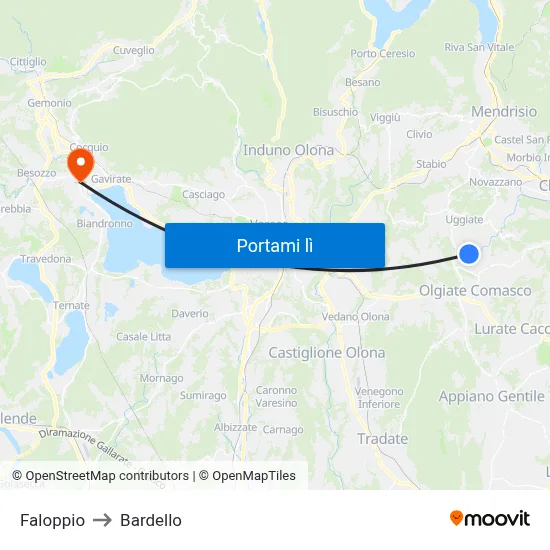 Faloppio to Bardello map