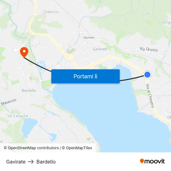 Gavirate to Bardello map