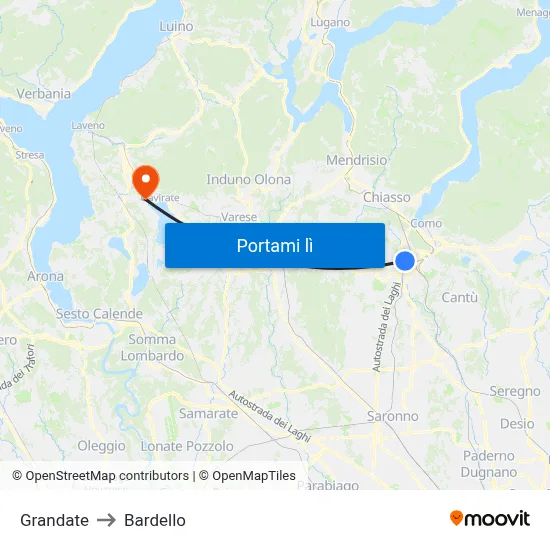 Grandate to Bardello map