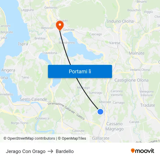Jerago Con Orago to Bardello map