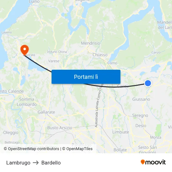 Lambrugo to Bardello map