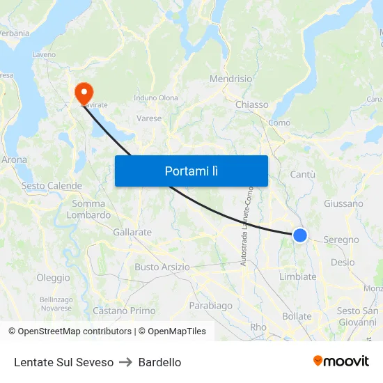 Lentate Sul Seveso to Bardello map
