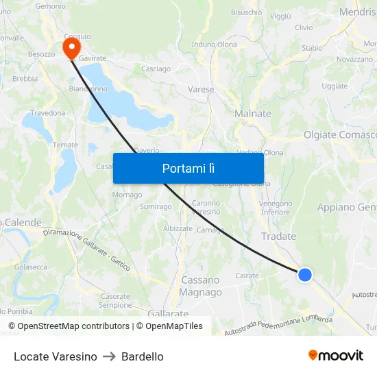Locate Varesino to Bardello map
