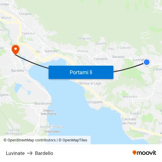 Luvinate to Bardello map