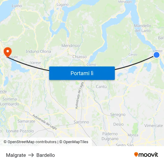 Malgrate to Bardello map
