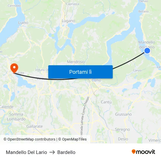 Mandello Del Lario to Bardello map