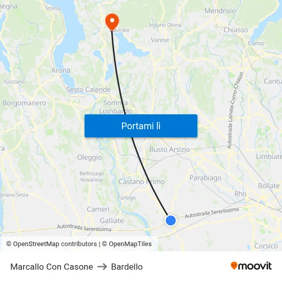 Marcallo Con Casone to Bardello map