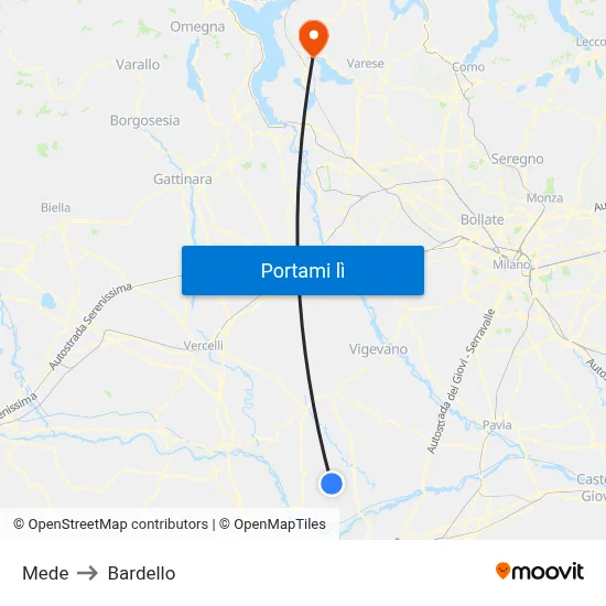 Mede to Bardello map