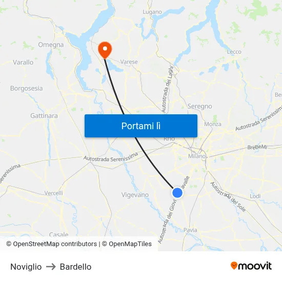 Noviglio to Bardello map