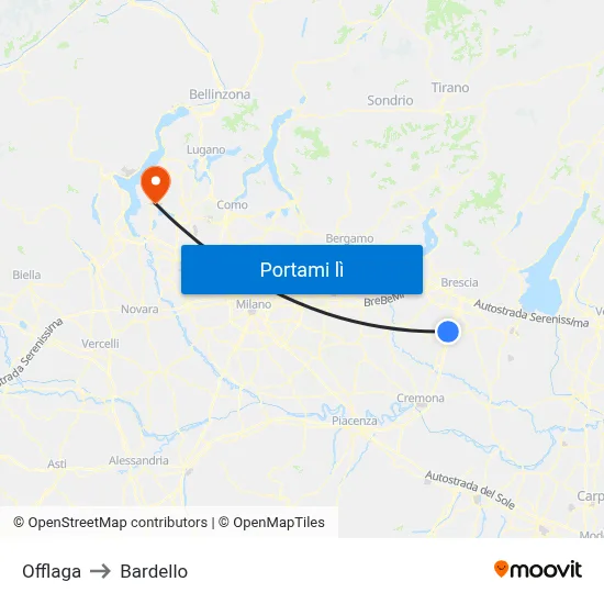 Offlaga to Bardello map
