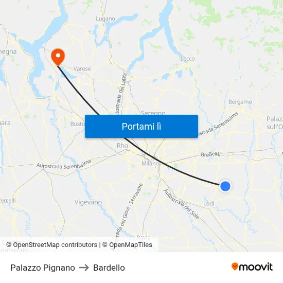 Palazzo Pignano to Bardello map