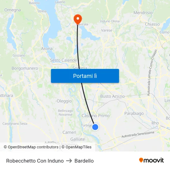 Robecchetto Con Induno to Bardello map