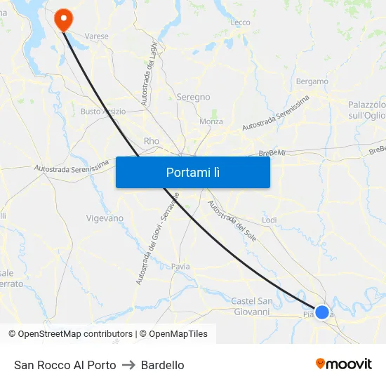 San Rocco Al Porto to Bardello map