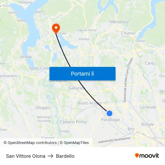 San Vittore Olona to Bardello map