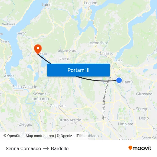 Senna Comasco to Bardello map