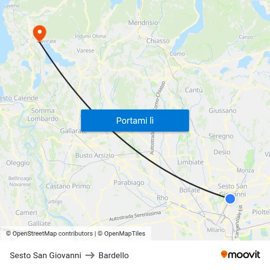 Sesto San Giovanni to Bardello map