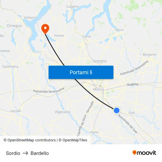 Sordio to Bardello map