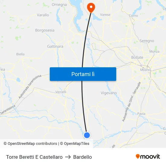 Torre Beretti E Castellaro to Bardello map
