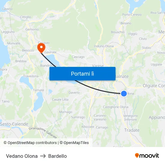 Vedano Olona to Bardello map