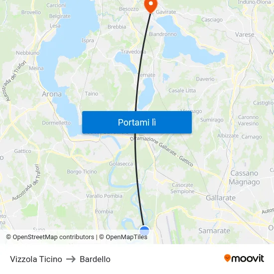 Vizzola Ticino to Bardello map