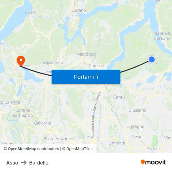 Asso to Bardello map