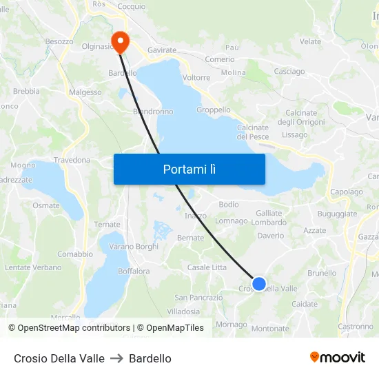 Crosio Della Valle to Bardello map