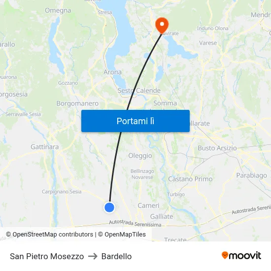 San Pietro Mosezzo to Bardello map