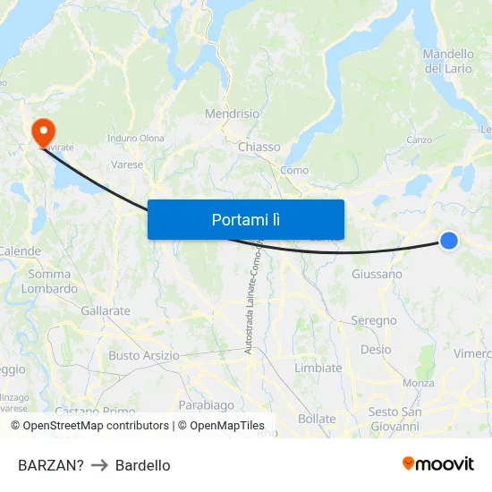 BARZAN? to Bardello map