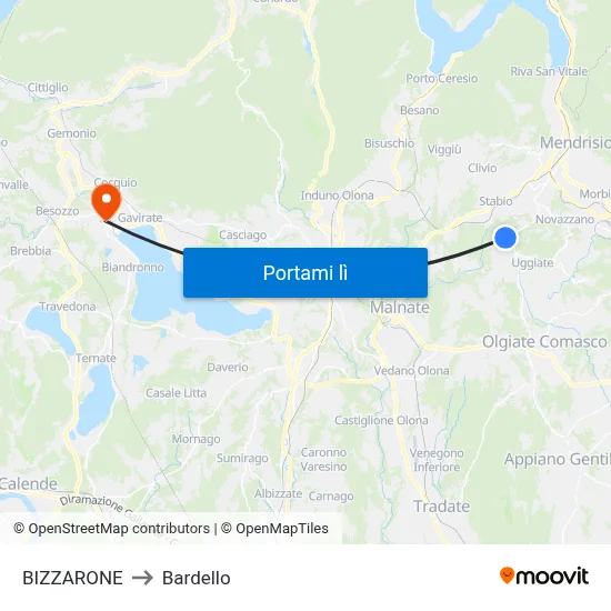 BIZZARONE to Bardello map