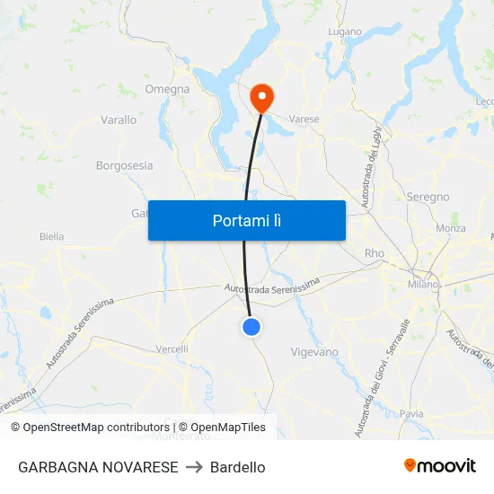 GARBAGNA NOVARESE to Bardello map