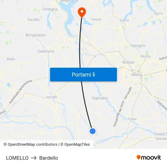 LOMELLO to Bardello map